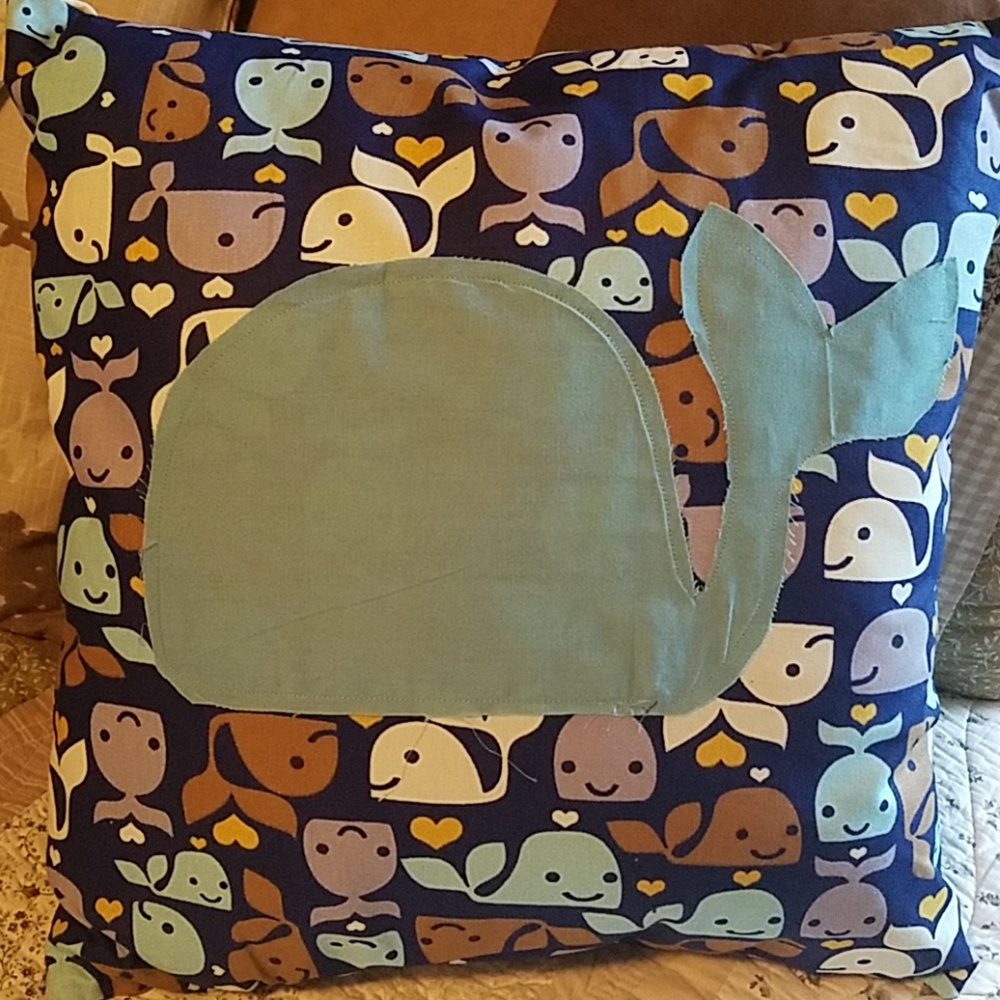 Navy Whale Decorative Pillow